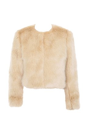 Clothing : Jackets : 'Milania' Champagne Oversized Faux Fur Coat