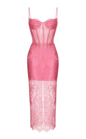 Lace And Satin Corset Midi Dress By Rasario | Moda Operandi