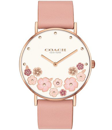 COACH Perry Tea Rose Blush Leather Watch