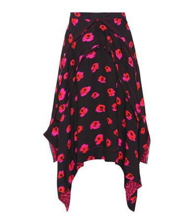 Floral-printed crêpe skirt