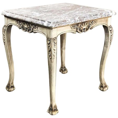 Antique Regence Marble Top Stripped Walnut Occasional Table For Sale at 1stDibs