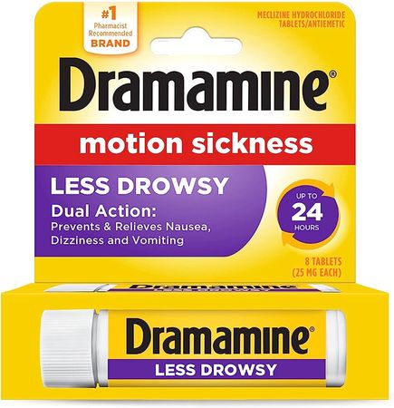 Amazon.com: Dramamine All Day Less Drowsy Motion Sickness Relief | 8 Tablets included : Health & Household