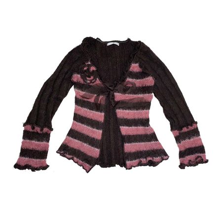 dark brown and pink striped fairy vibes knit cardigan jacket