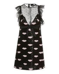 Giambattista Valli Lace Sequin Lips Mini Dress in Print (Black) - Lyst