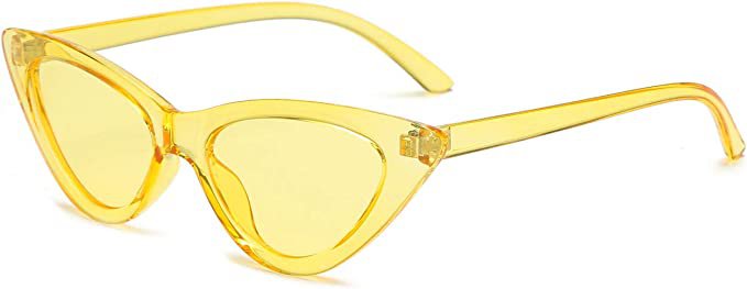 Amazon.com: YOSHYA Retro Vintage Narrow Cat Eye Sunglasses for Women Clout Goggles Plastic Frame (Clear Yellow / Yellow) : Clothing, Shoes & Jewelry