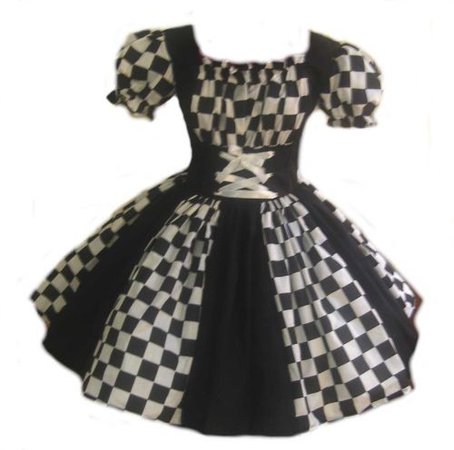 Women's Halloween Harlequin Dress (Black & Checkered)