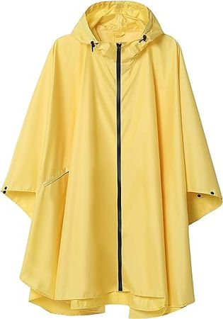 SaphiRose Unisex Rain Poncho Raincoat Hooded for Adults Women with Pockets(Yellow) at Amazon Men’s Clothing store