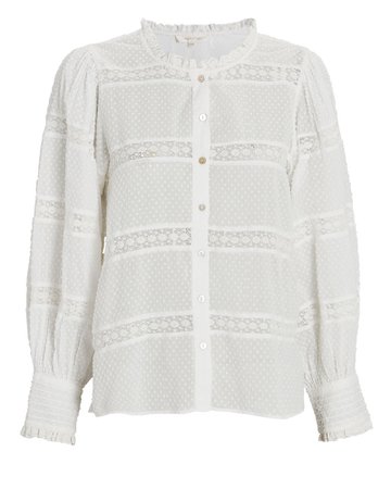 LoveShackFancy Rochelle Embroidered Blouse | INTERMIX®