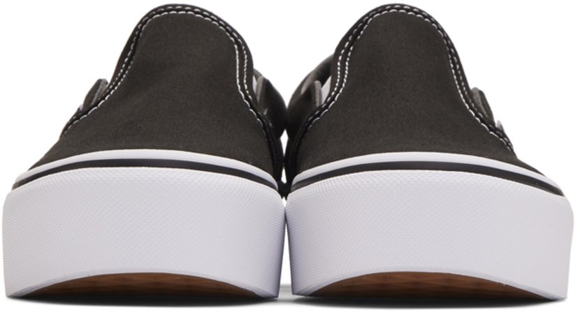 Vans: Black Classic Slip-On Platform Sneakers | SSENSE UK