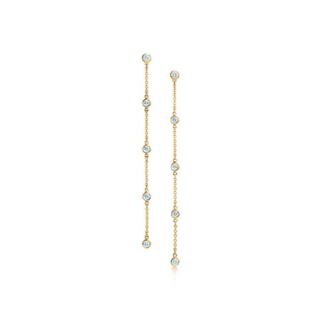 Elsa Peretti® Diamonds by the Yard® drop earrings in 18k gold. | Tiffany & Co.
