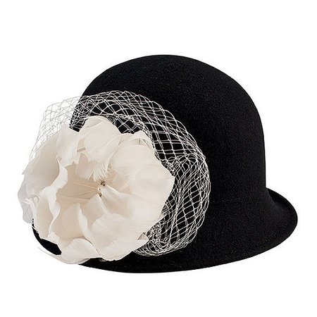 San Diego Hat Company Wool Felt Cloche With Flower Trim And Jewel Detail