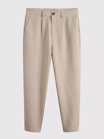 Ruched Solid Color Tapered Work Pants In LIGHT COFFEE | ZAFUL 2023