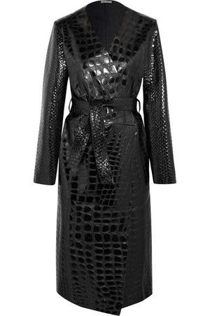Attico - Snake And Crocodile-effect Glossed-leather Trench Coat