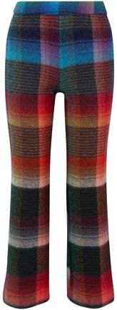 Checked Mohair-blend Bootcut Pants
