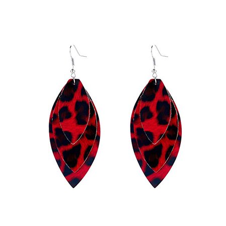 Amazon.com: Lightweight Petal Leather Earrings Three Layered Teardrop Dangle Leaf Shape Leopard Pattern Earrings-black red: Jewelry
