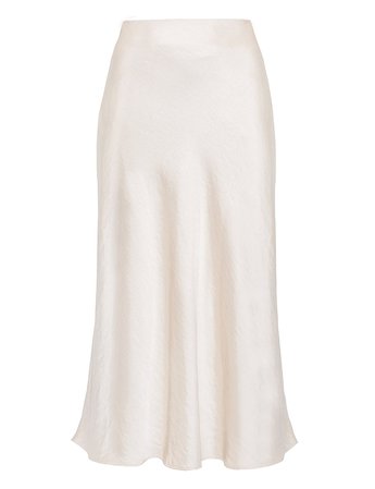 Rene Beige Satin Long Skirt | Sleek Skirts | Pixie Market