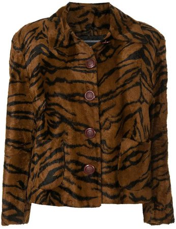 Pre-Owned faux fur tiger pattern jacket