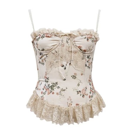 cream floral corset top