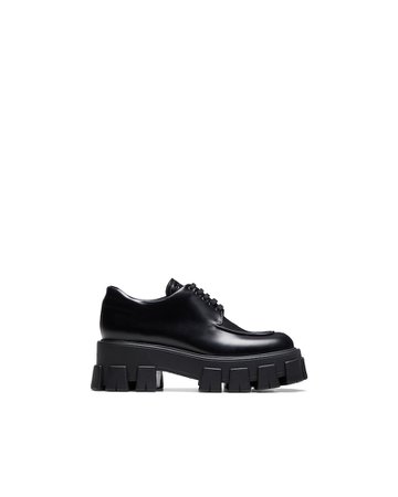 Monolith brushed calf leather lace-up shoes | Prada