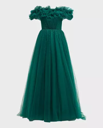 Jenny Packham Wonder Glitter Tulle Gown | Neiman Marcus