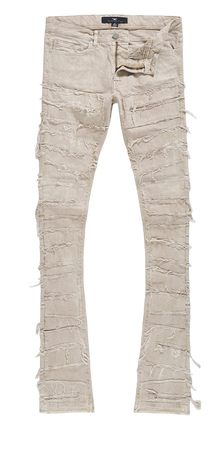 khaki stacked jeans