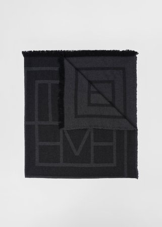 Monogram cashmere scarf dark grey monogram - Totême
