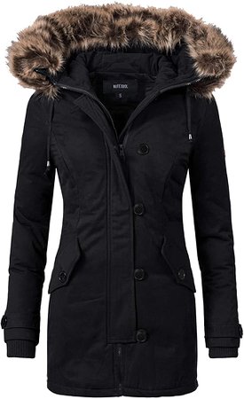 Amazon.com: NUTEXROL Womens Winter Coats Thicken Hooded Parka Jacket Overcoat Black XL: Clothing
