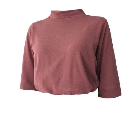rose dusty pink high mock neck t shirt top png
