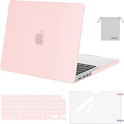 MOSISO Compatible with MacBook Pro 14 inch Case 2023 2022 2021 Release M2 A2779 A2442 M1 Pro/Max Chip with Touch ID, Plastic Hard Shell Case&Keyboard Cover&Screen Protector&Storage Bag, Chalk Pink : Electronics