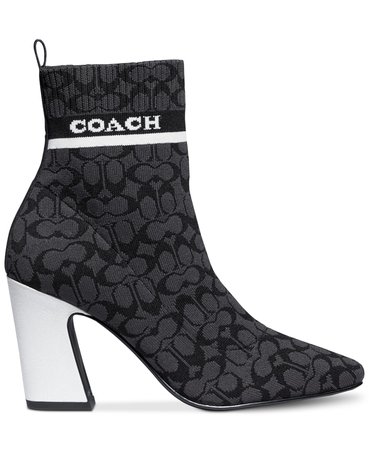 Black COACH Women's Tasha Logo Sock Booties & Reviews - Boots - Shoes - Macy's