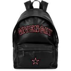 Givenchy Black Embroidered Leather Backpack (96.130 RUB) ❤ liked on Polyvore featuring bags, backpacks, zipper bag, givenchy backpack, leather bags, leather zip backpack and leather daypack