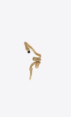 Saint Laurent ‎Snake Pendant In Gold Brass With a Black Glass Bead. ‎ | YSL.com