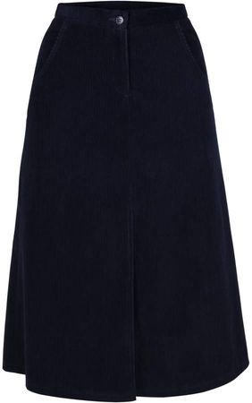 Muza A-Line Corduroy Knee Length Skirt With Slit