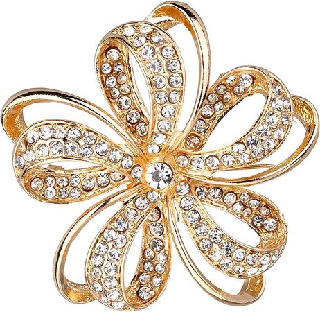 Amazon.com: Nicole Miller Gold Twisted Petals Flower Crystal Rhinestones Brooch: Clothing, Shoes & Jewelry