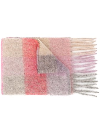 Shop pink Acne Studios multi check scarf with Express Delivery - Farfetch