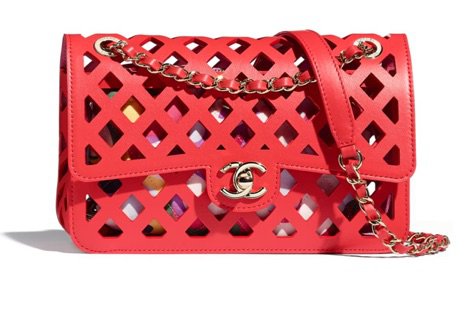red see through Chanel bag
