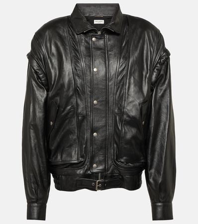 Leather Bomber Jacket in Black - Saint Laurent | Mytheresa