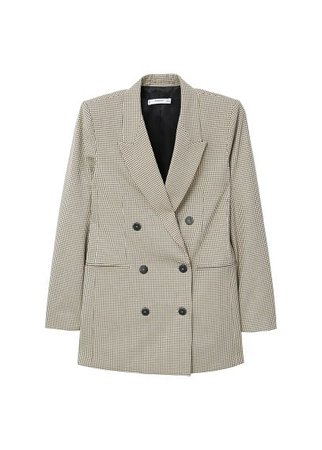 MANGO Double-breasted check suit blazer