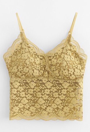 Lace Crop Tank Top in Yellow - Retro, Indie and Unique Fashion