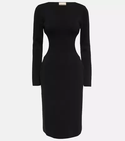 Cutout Cotton And Silk Midi Dress in Black - Gucci | Mytheresa