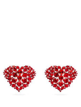 ART SCHOOL Heart crystal-embellished clip earrings