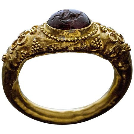 Ancient Roman Garnet Intaglio Gold Ring For Sale at 1stDibs | ancient rings, ancient rings for sale, ancient ring