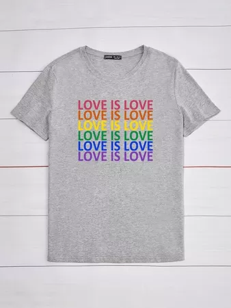 LGBT Love Is Lover Print Tee | SHEIN USA grey