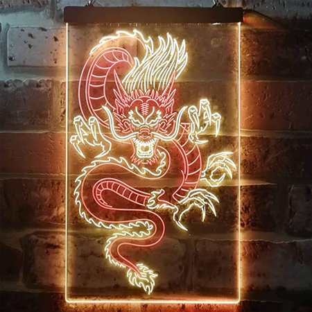 Chinese Dragon Room Display Dual Color LED Neon Sign Red & Yellow 12" x 16" st6s34-i3225-ry: Amazon.ca: Maison et Cuisine