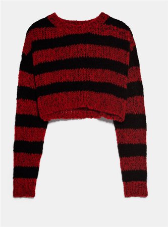 Zara striped sweater black red