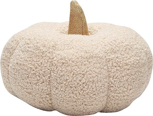 Pearhead Sherpa, Modern Fall Home, Thanksgiving and Halloween Holiday Decor Plush Pumpkin, 6.5 - 9", Cream : Everything Else