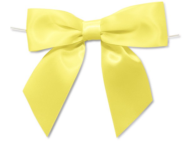 5" Yellow Pre-Tied Satin Gift Bows with Twist Ties, 12 pack | Nashville Wraps