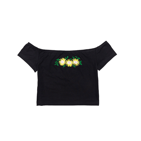 JESSICABUURMAN - DYDIA Daisy Embroidery Cropped Top