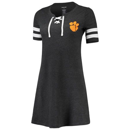 Clemson Tigers Women's All-Star Lace-Up Tri-Blend Tee Dress - Charcoal
