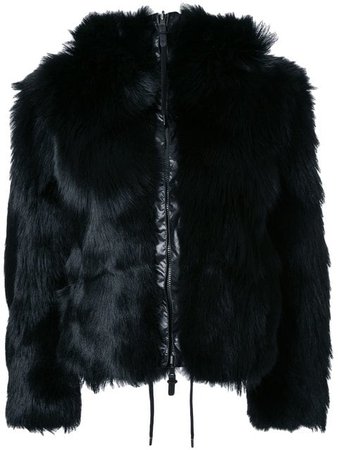 Kru coyote fur reversible hooded jacket